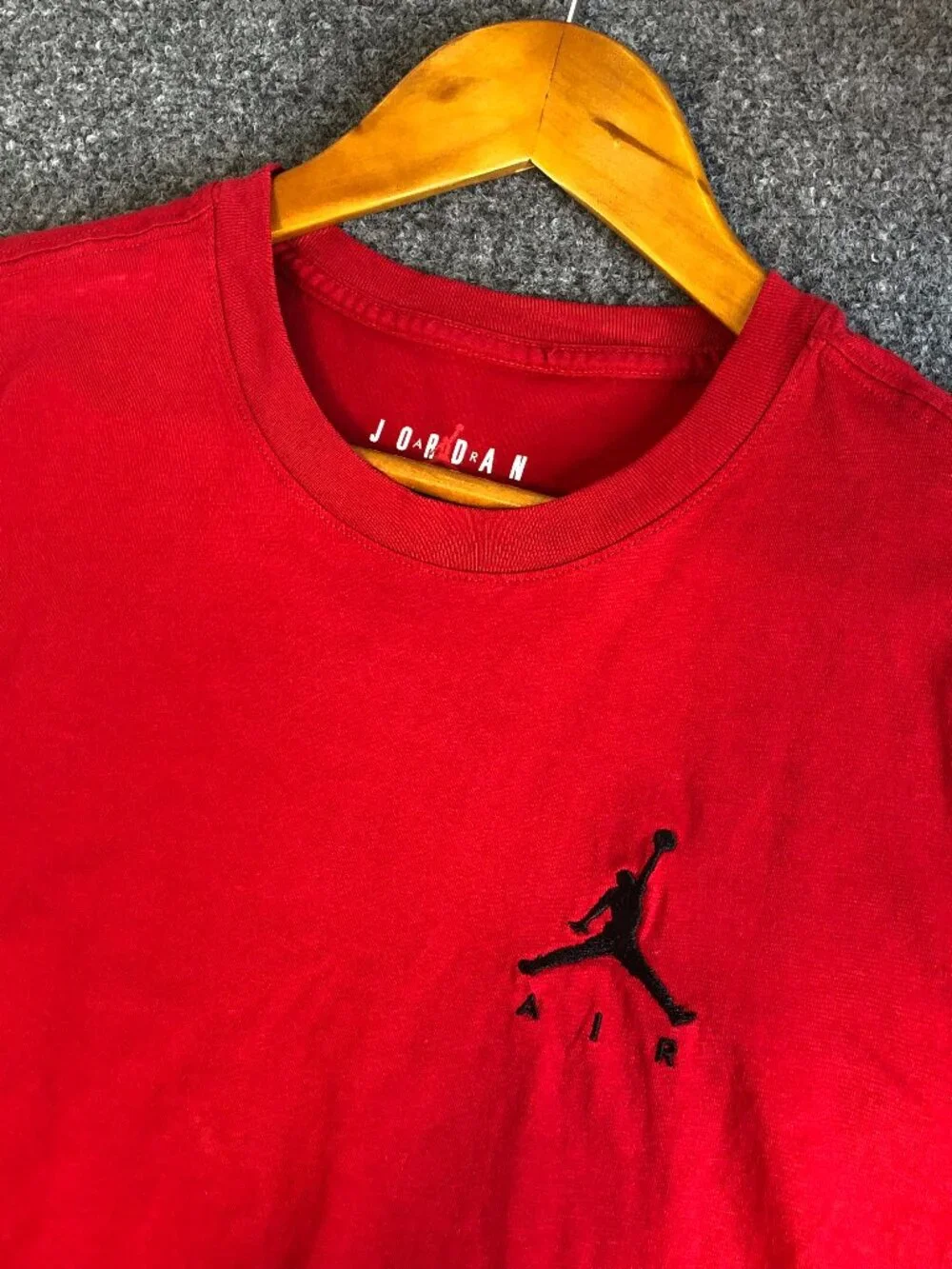 Nike Air Jordan Shirt Mens Large Red Short Sleeve 100% Cotton Baksetball Gym